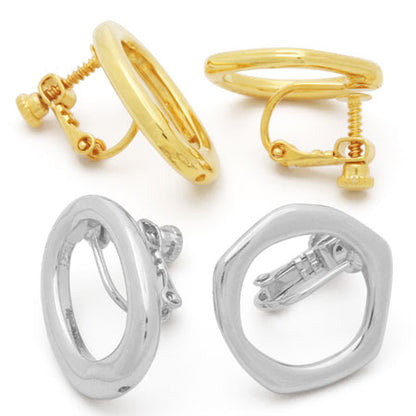 Earrings metal ring polygon gold