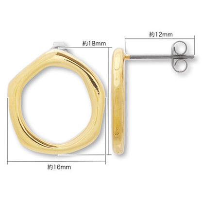 ステンレスピアス メタルリング 多角形　ゴールド