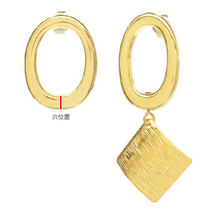 Earrings metal ring oval vertical hole gold