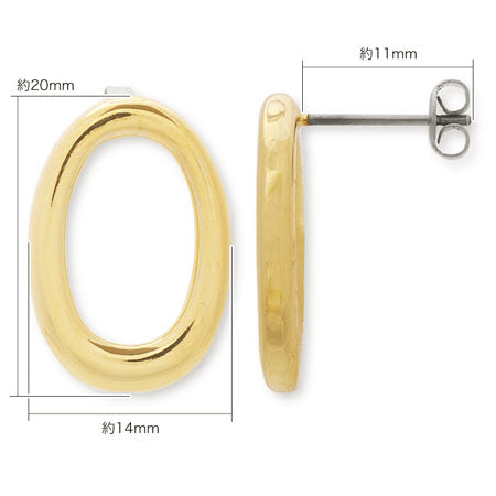 Stainless steel earrings metal ring oval vertical hole gold