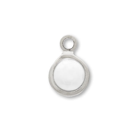 Pearl charm with frame 1 ring rhodium color