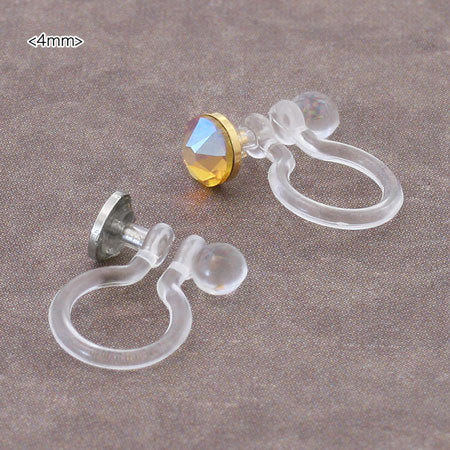 Non-piercing earrings resin round plate clear/G