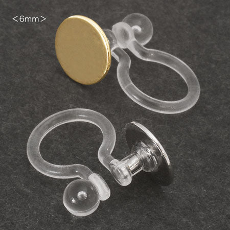 Non-piercing earrings resin round plate clear/G