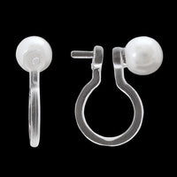 Non-piercing earrings with resin core/pearl clear