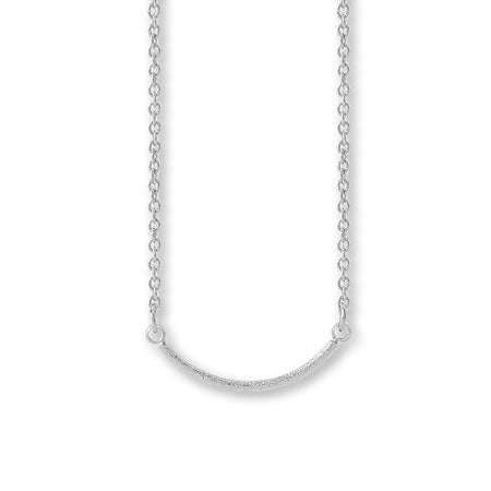 Chain necklace metal curve with stardust, rhodium color with adjuster