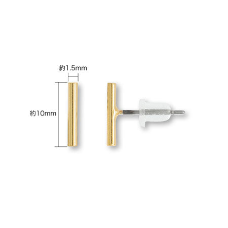 ステンレスピアス スティック 丸　ゴールド
