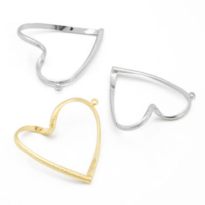 Metal parts with 1 line heart ring rhodium color