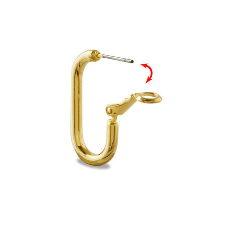 Chunky hoop stainless steel earrings square gold