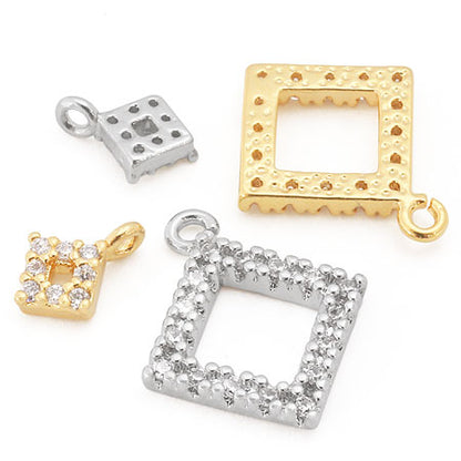 Charm cubic zirconia open square gold