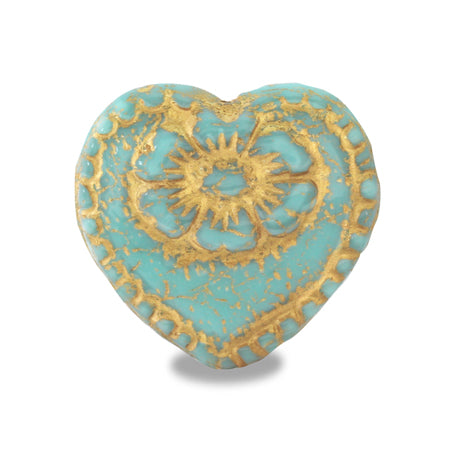 Czech Heart Flower Turquoise/G
