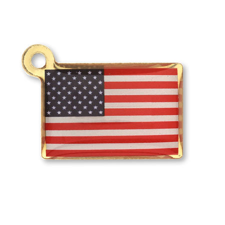 Charm National Flag USA Approx. 10.5 x 15.5mm Gold
