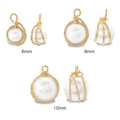 Wire charm wrapped pearl pattern line white/RC