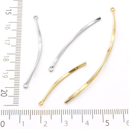 Metal stick flat curve 2 rings rhodium color