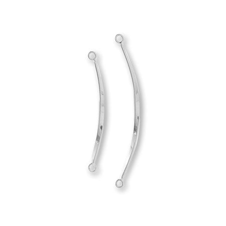 Metal stick flat curve 2 rings rhodium color