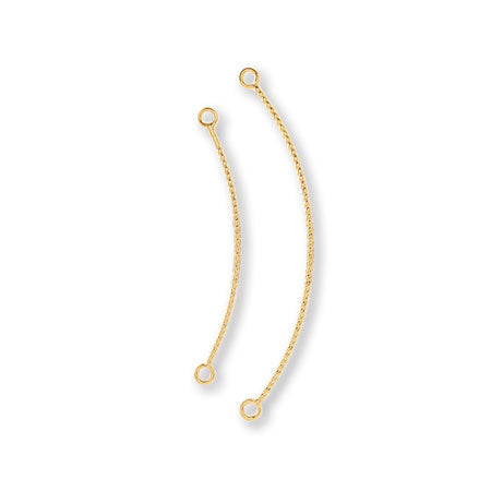 Metal stick pattern line curve 2 rings gold