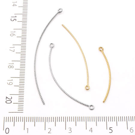 Metal stick pattern line curve 2 rings gold