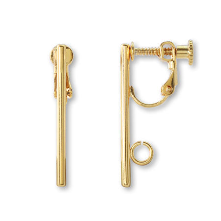Earrings screw spring stick with back ring gold