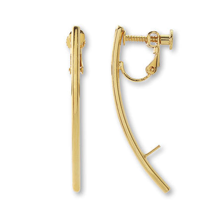 Earrings screw spring curve bar center stand gold