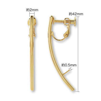 Earrings screw spring curve bar center stand gold