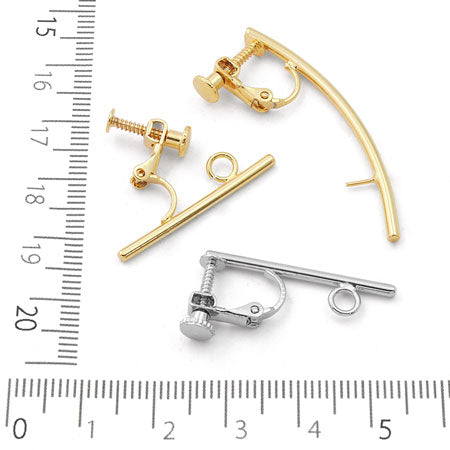 Earrings screw spring curve bar center stand gold