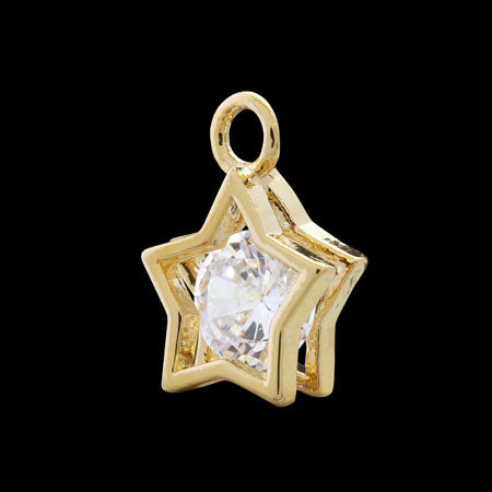 Charm cubic zirconia star frame gold