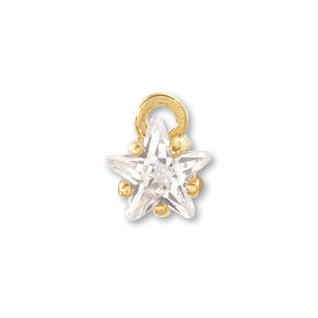 Charm Cubic Zirconia Claw Star Gold