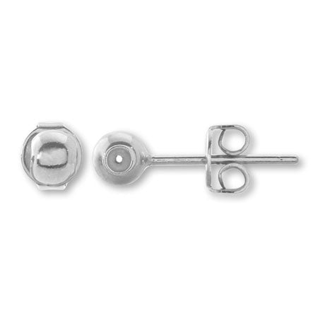 Post earrings slide ball rhodium color