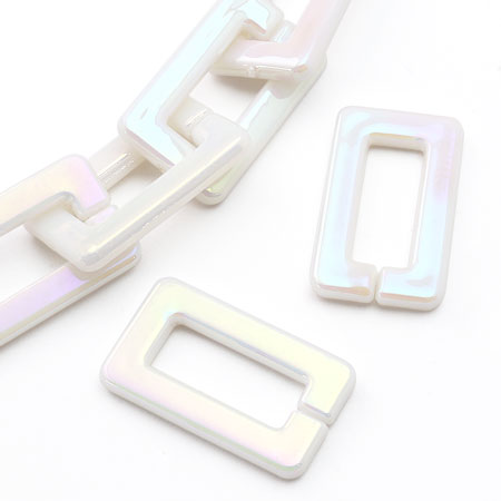 Acrylic chain parts oval square white AB [Outlet]