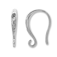 Design hook earrings with U-shaped ring No.7 Rhodium color