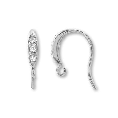 Design hook earrings with U-shaped ring No.5 Cubic zirconia/RC