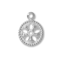 Press charm round flower rhodium color