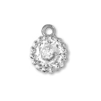 Charm cubic zirconia twist frame round rhodium color