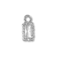 Charm Cubic Zirconia Twist Frame Rectangle Rhodium Color