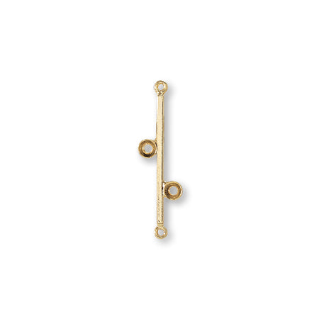 Metal stick with 2 square wire pedestals 2 rings gold