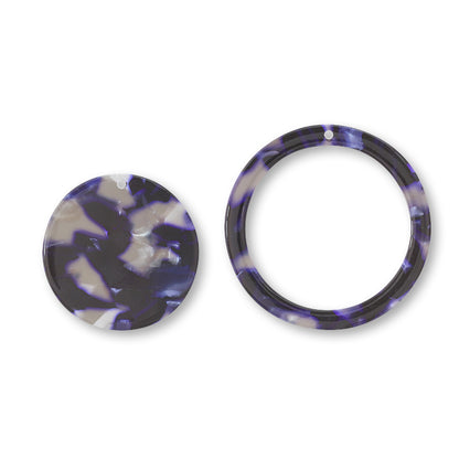 Acetate Parts Ring &amp; Round Deep Blue Marble [Outlet]