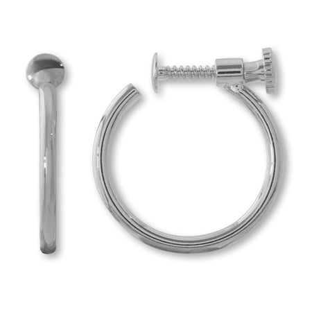 Earrings screw type hoop rhodium color