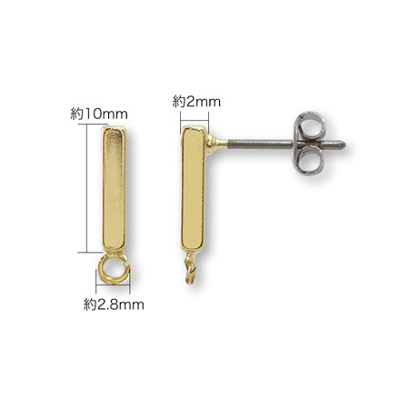 Stainless Steel Earrings Stick Corner No.3 Gold