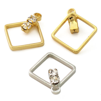 Charm with open square stone crystal/RC