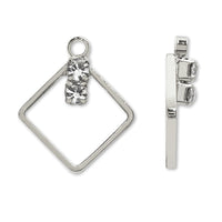 Charm with open square stone crystal/RC