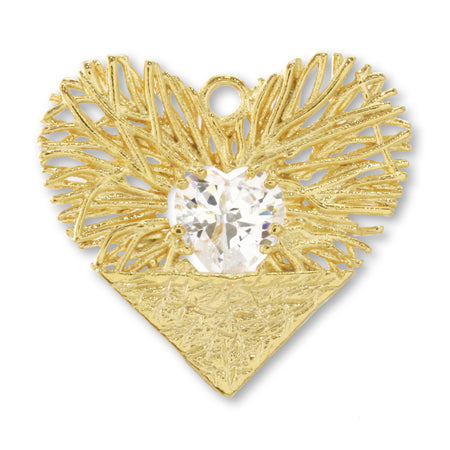 Charm Cubic Zirconia Nest Heart Gold [Outlet]
