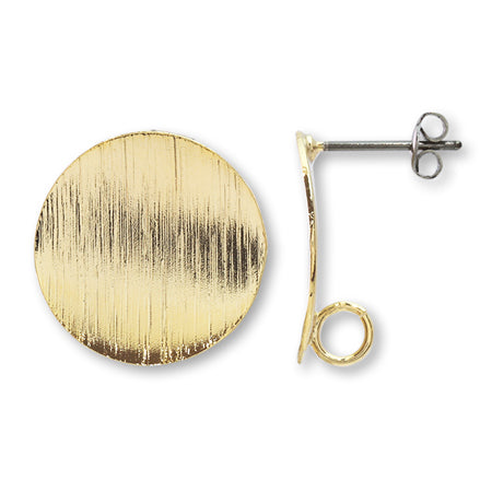 Stainless steel earrings hairline with plate back ring gold