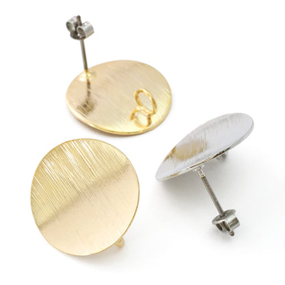 Stainless steel earrings hairline with plate back ring gold
