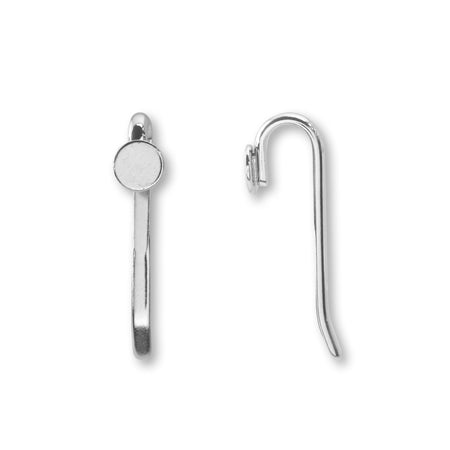 Pony hook small round plate rhodium color