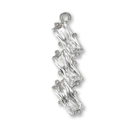 Charm cubic zirconia claw bucket 3 rows rhodium color