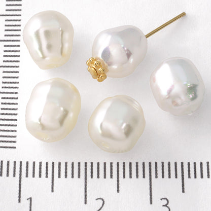 Resin pearl baroque semi-round white AB
