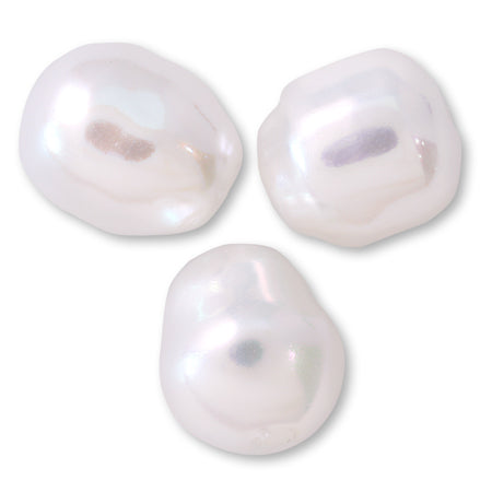 Resin pearl baroque semi-round white AB