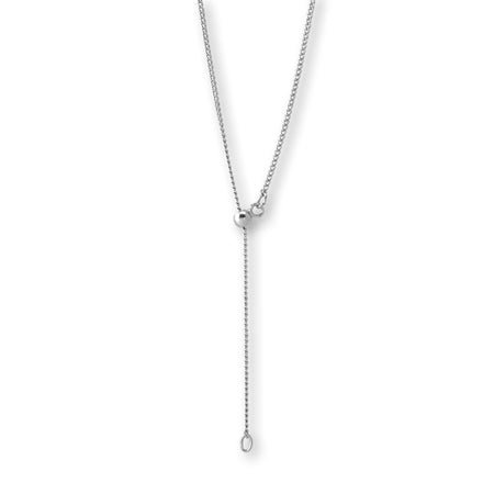 Chain necklace with Y-shaped slide ball, rhodium color