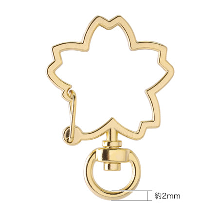 Keychain carabiner cherry blossom gold