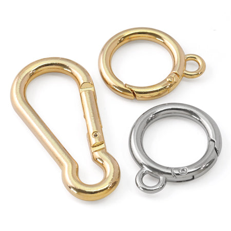 Key chain carabiner round round wire with ring nickel