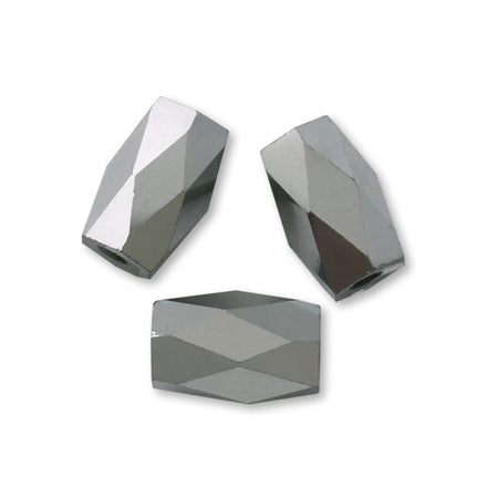 Glass cut beads rectangle silver
